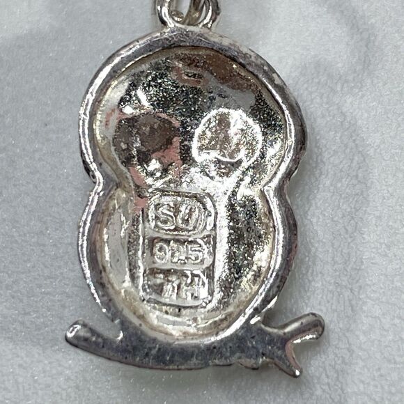 925 Sterling Silver Marcasite Rhinestone Owl Pendant Necklace Chain Nature Boho - Picture 2 of 8